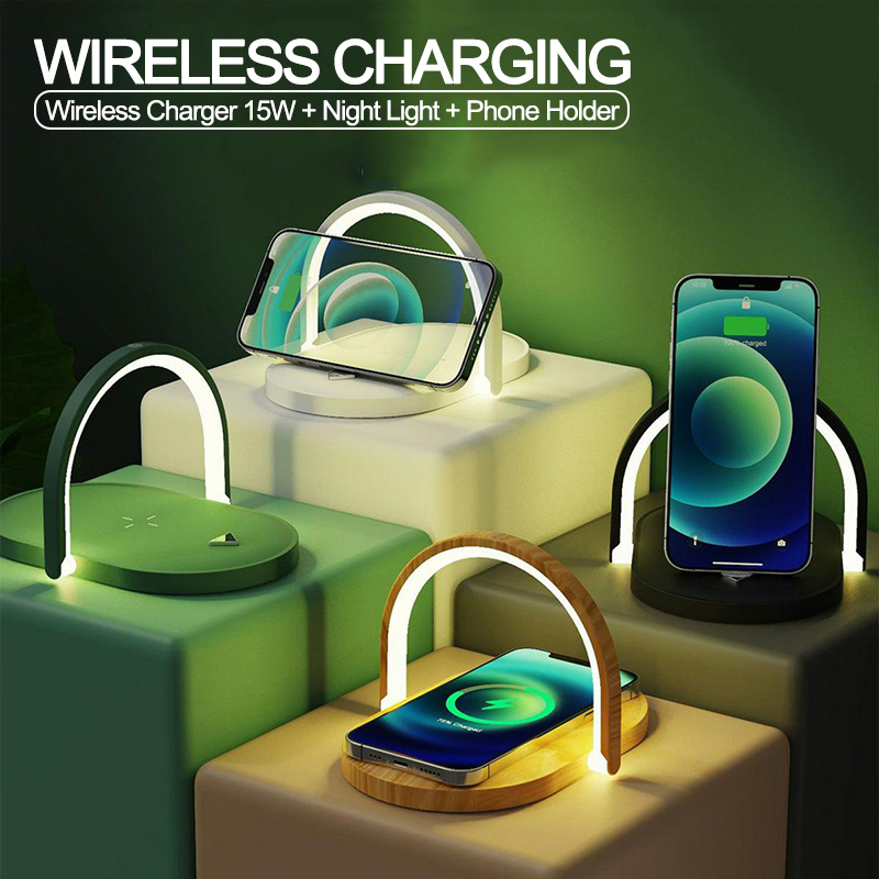 3 In 1 Foldable Wireless Charger Night Light Wireless Charging Station Stonego LED Reading Table Lamp 15W Fast Charging Light - Image 3