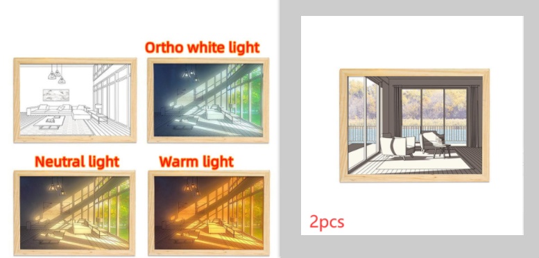 Illuminated Picture LED Decorative Light Painting Bedside Picture Style Creative Modern Simulate Sunshine Drawing Night Light Gift - Image 86