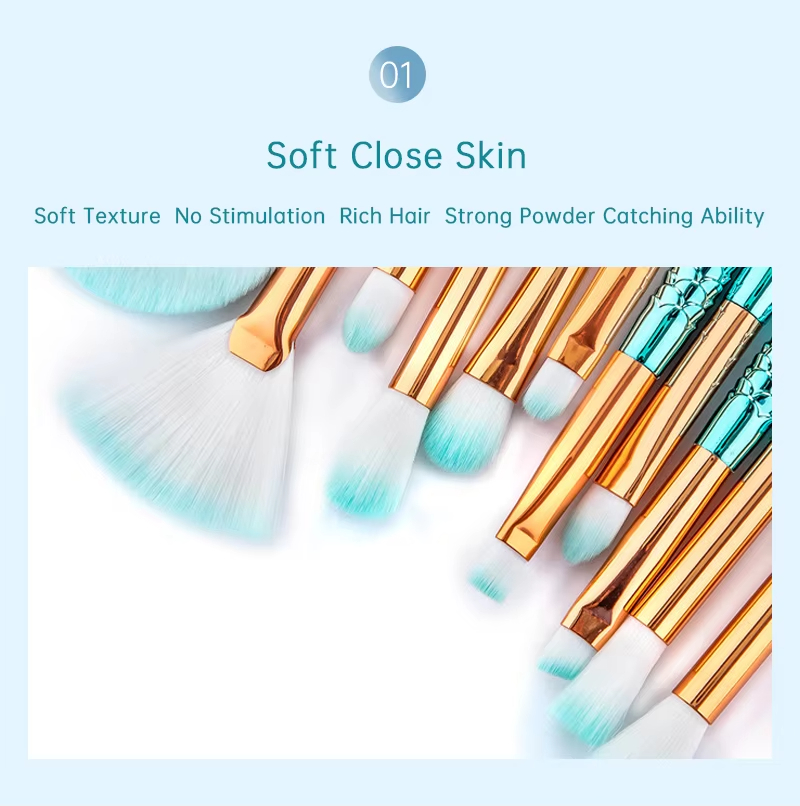 11pcs Makeup Brushes Kit Maquiagem Maquillaje New Mermaid Foundation Eyebrow Eyeliner Cosmetic Makeup Brushes - Image 15