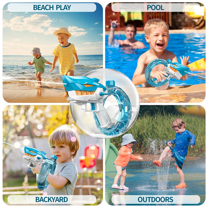 New Shark Electric Water Gun Toys Fully Automatic Continuous Fire Water Gun Large Capacity Beach Summer Children