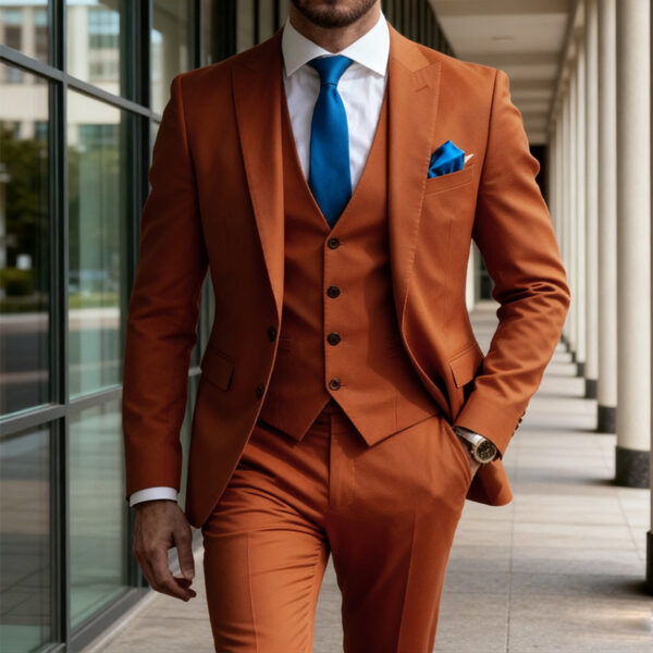 Mens Three-Piece Solid-Color High-End Stylish Suit With A Sophisticated Vibe - Image 13