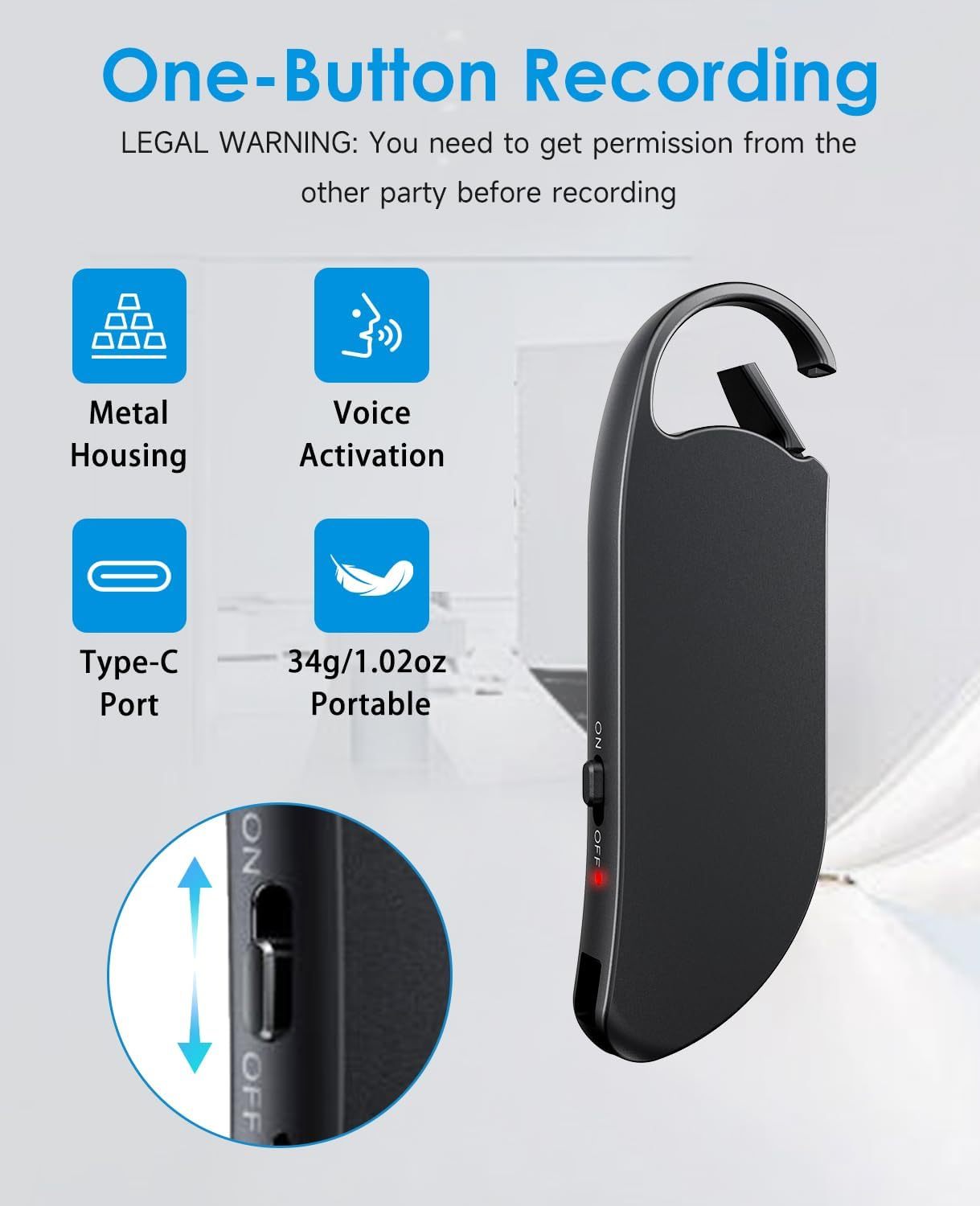Digital Voice Recorder, 64GB Voice Activated Recorder With Noise Reduction For Work, Lectures, Meetings, Interviews - Image 8