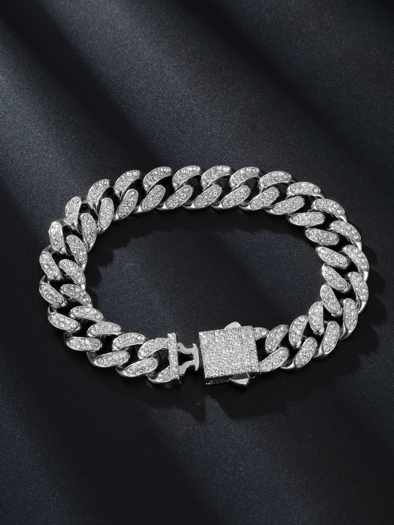 Spring Buckle Cuba Bracelet Alloy Full Diamond - Image 13