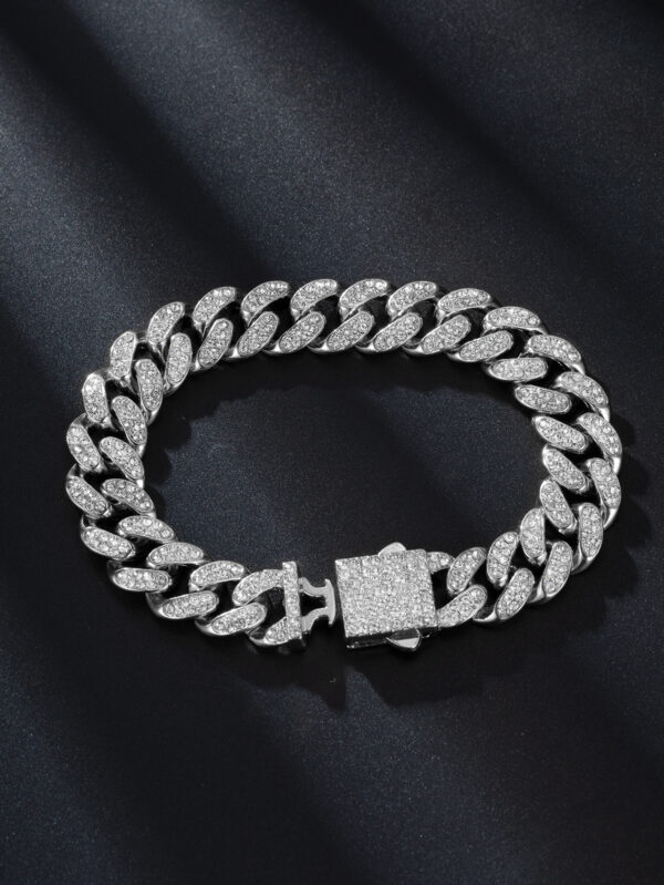 Spring Buckle Cuba Bracelet Alloy Full Diamond - Image 3
