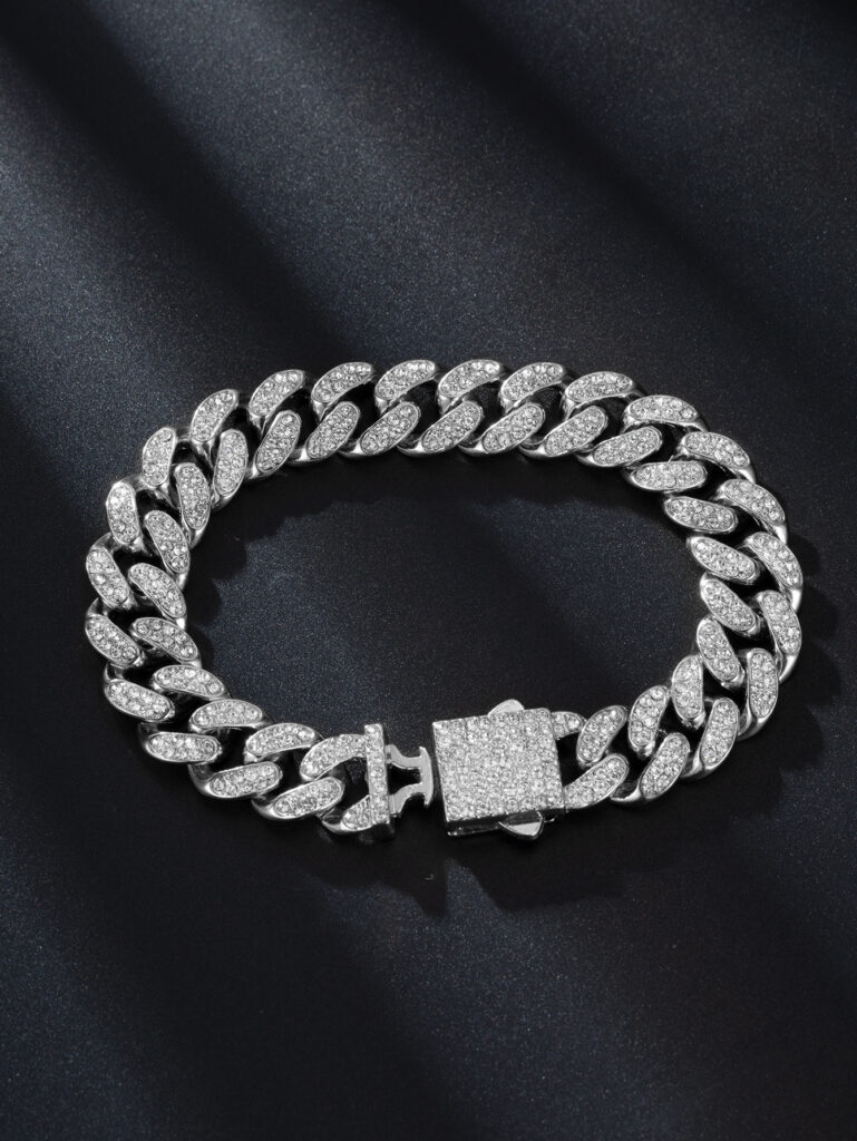 Spring Buckle Cuba Bracelet Alloy Full Diamond