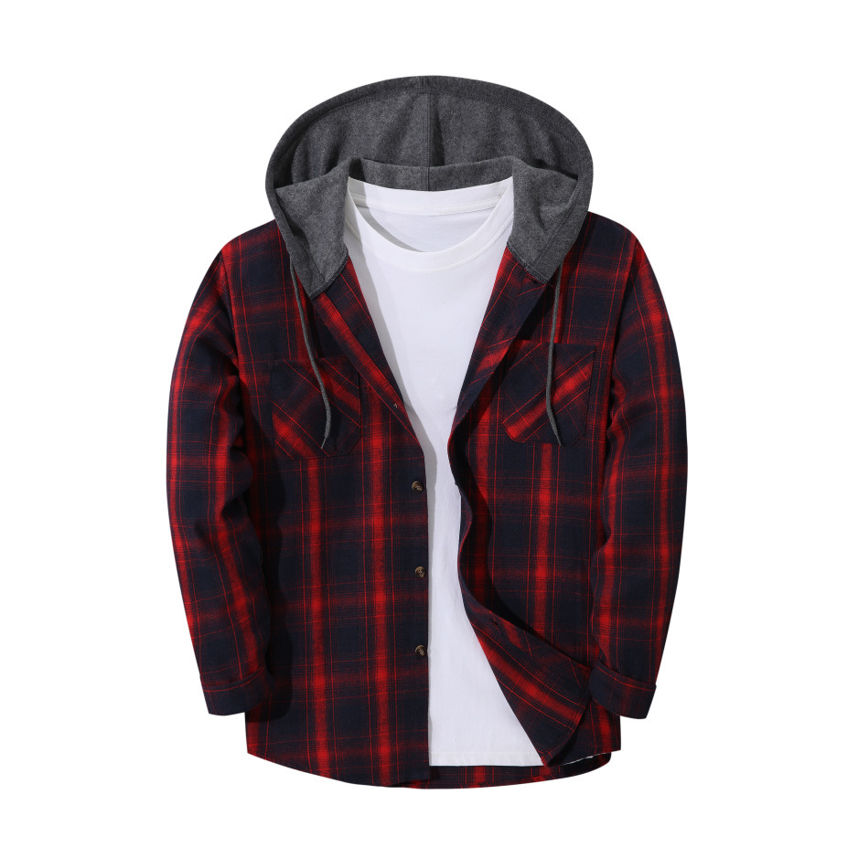 Mens Trendy Plaid Hooded Jacket - Image 71