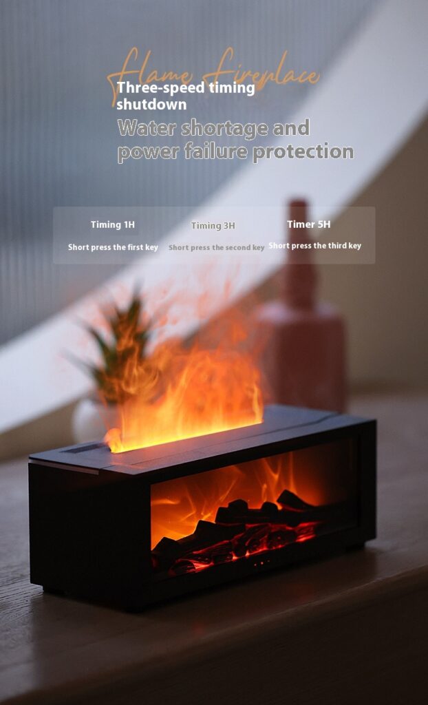 New Flame Aromatherapy Machine Colorful Essential Oil Diffuser Home Large Fog Volume Flame Humidifier 3D Flame Fireplace Machine