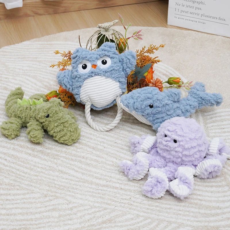 Plush Dog Toy Animals Shape Bite Resistant Squeaky Toys Corduroy Dog Toys For Small Large Dogs Puppy Pets Training Accessories - Image 9
