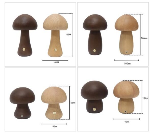 INS Wooden Cute Mushroom LED Night Light With Touch Switch  Bedside Table Lamp For Bedroom Childrens Room Sleeping Night Lamps Home Decor - Image 23