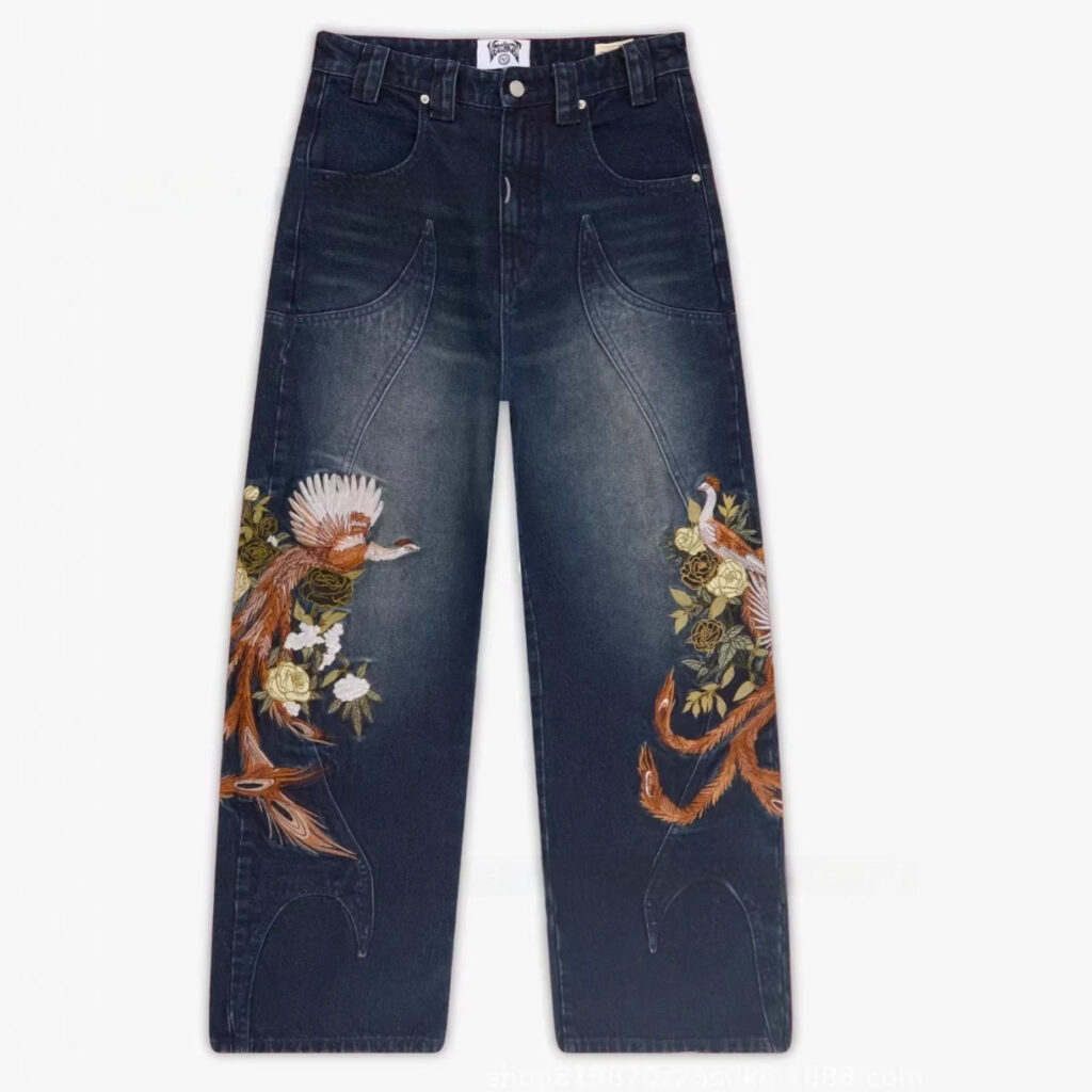 Retro American-style Heavy-stitch Embroidered Jeans For Men