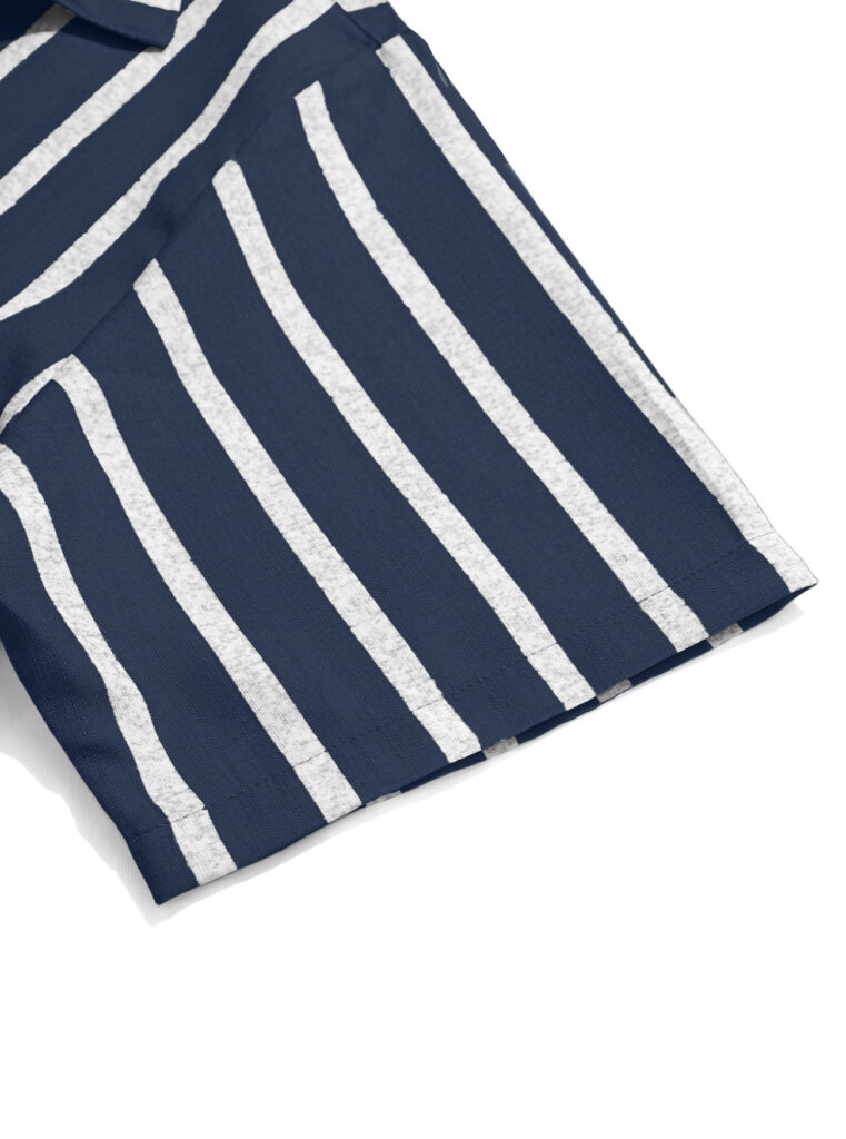 Men's Plus-Size Light Mature Lapel Striped Short-Sleeve Shirt