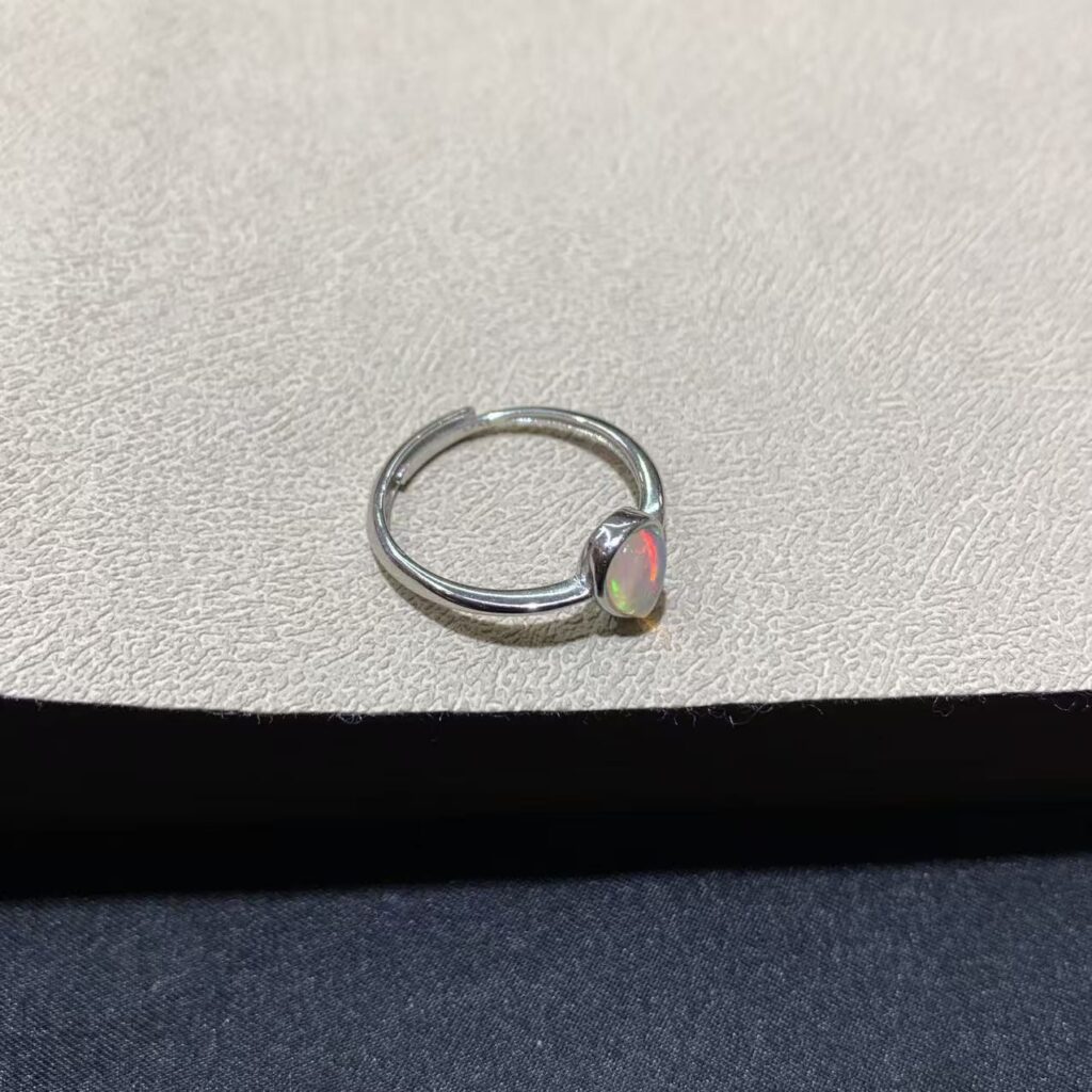 Natural Opal Ring, S925 Silver Setting, Minimalist Water-drop Shape, Opal Ring