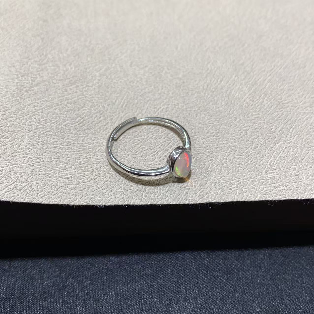 Natural Opal Ring, S925 Silver Setting, Minimalist Water-drop Shape, Opal Ring - Image 2