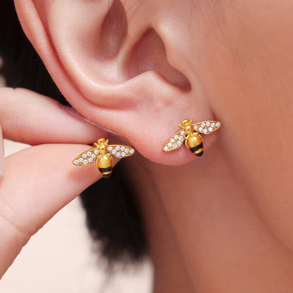 Stylish Oil-Drip Zircon Hardworking Little Bee Bracelet - Image 2