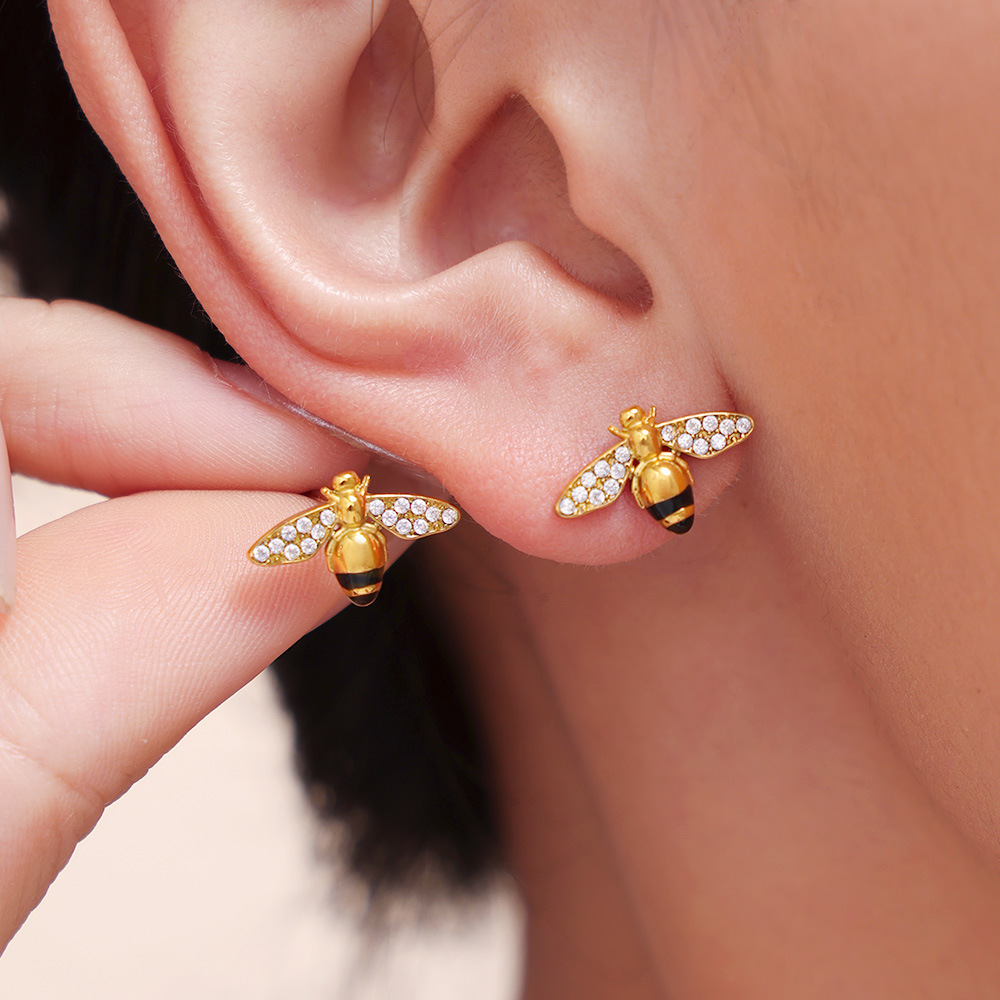 Stylish Oil-Drip Zircon Hardworking Little Bee Bracelet - Image 2
