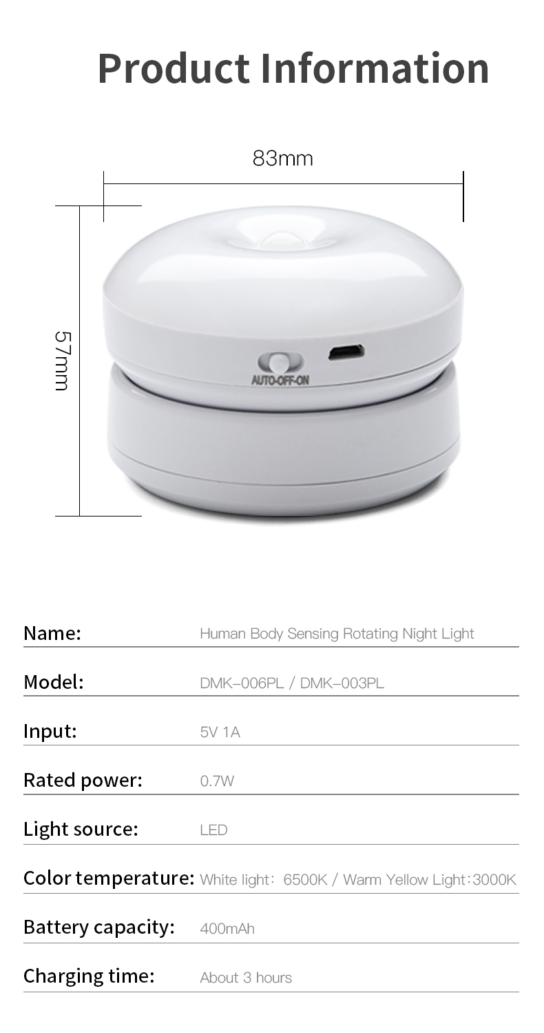 Rotating Human Body Sensor Light Corridor Garage Light Wardrobe Light Motion Sensor Night Light - Image 14