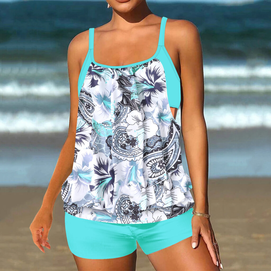 Printed Two-Piece Swimsuit Womens Beach Swimwear Set
