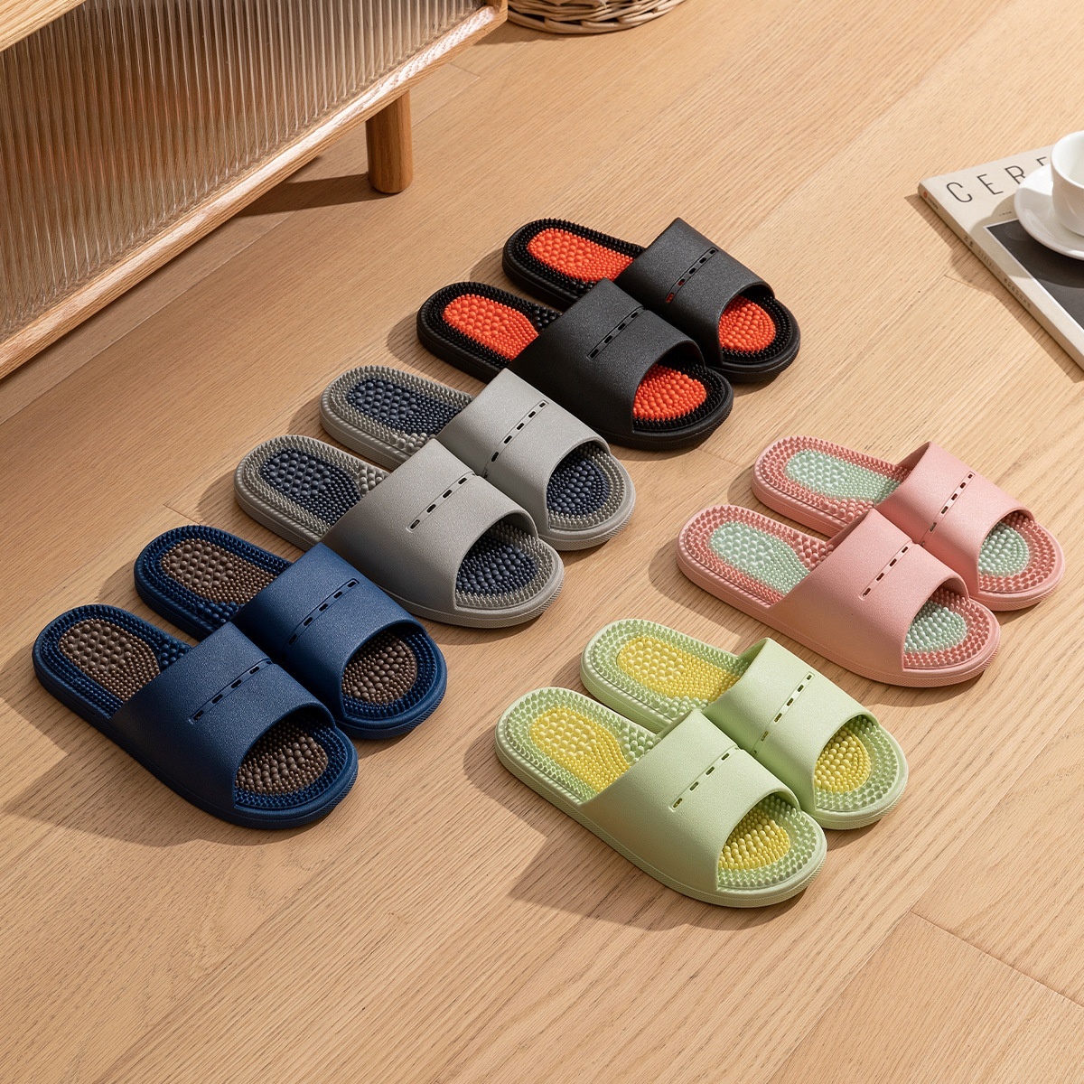 Massage Slippers For Men Summer Indoor Home And Bathroom Use Foot Acupressure Slippers With Non-slip Soles For Men - Image 4