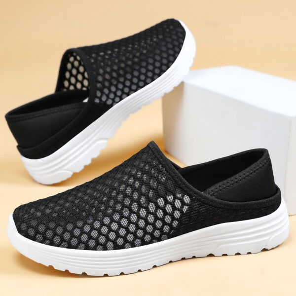 Large Size Lightweight Breathable Mesh Hole Half Slippers - Image 5