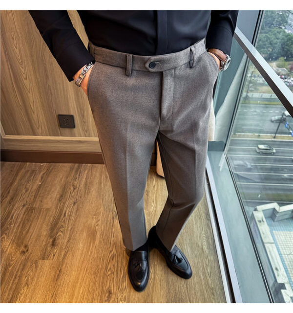 Men's Invisible Elastic Waist Thickened Warm Wool Trousers - Image 22