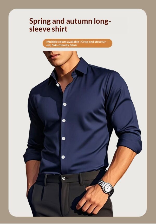 Men's Casual Solid Color Long-Sleeve Shirt - Image 14