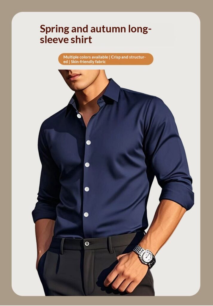 Men's Casual Solid Color Long-Sleeve Shirt