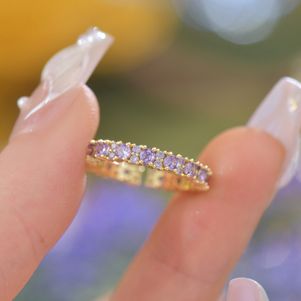 Purple Zircon Ring With Adjustable Opening