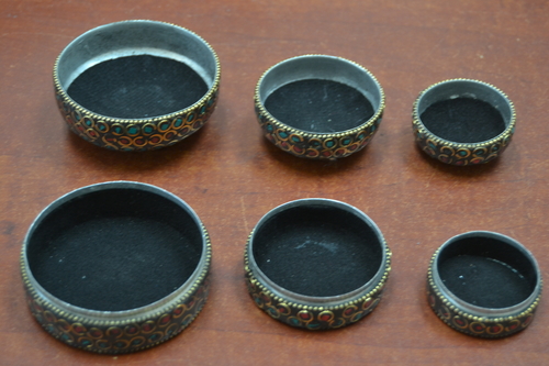 3 Pcs Handmade Turquoise Coral Nepal Trinket Boxes - Image 3