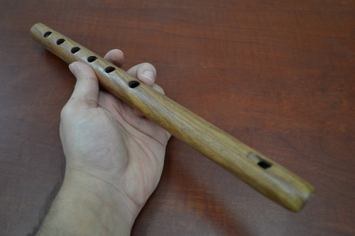 Hand Carved Brown Wood Whistle Flute 12" - Image 3