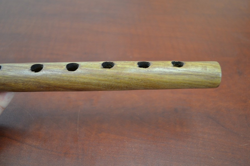 Hand Carved Brown Wood Whistle Flute 12" - Image 4