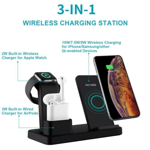 3-in-1 Fast Wireless Chargers Charging Pad for Mobile Phone/iWatch - Image 2