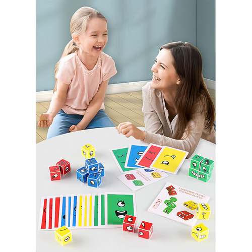 Zunammy Wooden Expressions Matching Block Puzzles Toy Board Games - Image 3