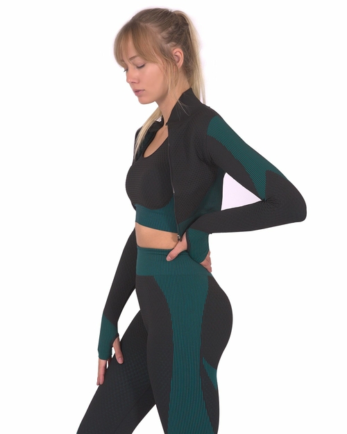Trois Seamless Sports Jacket - Black with Blue - Image 2