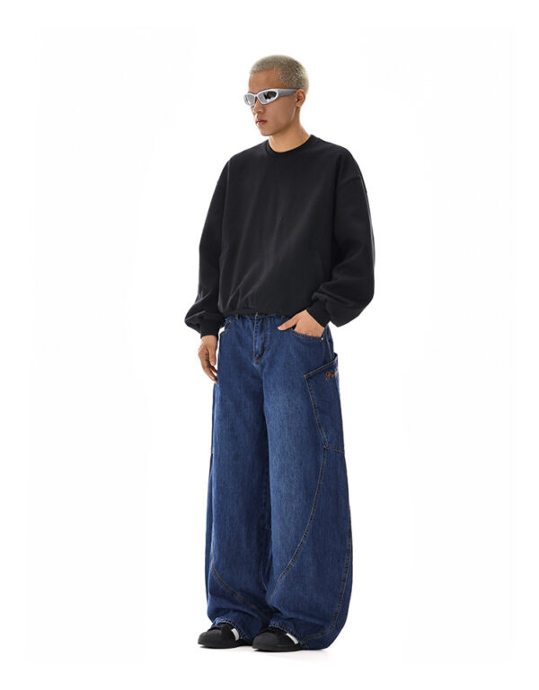 American-style Vintage Design Scimitar Workwear Jeans For Men And Women - Image 9