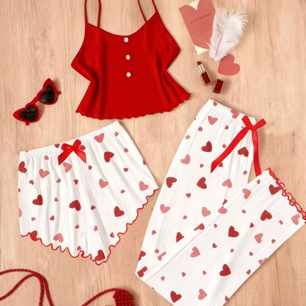 Women's Homewear Pajama Lingerie Three-Piece Set