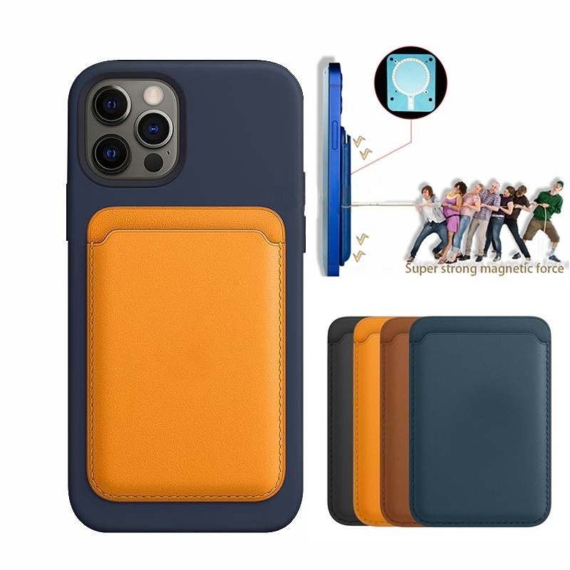 For Magsafe Magnetic Luxury Leather Card Holder Wallet Case For 14 Pro Max 13 12 Phone Bag Adsorption Accessories Cover - Image 1