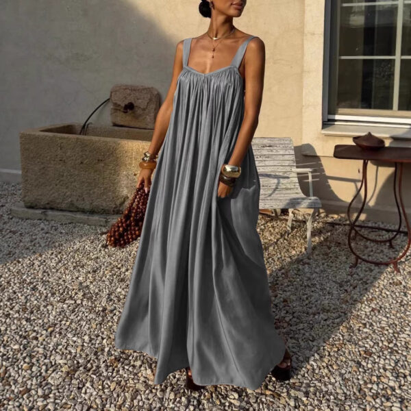 French-style Elegant Pleated Slip Dress - Image 4