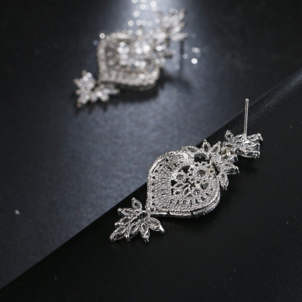 Ose Gold Luxury Big Long Flower Pendant Drop Earrings With Shining CZ Brincos Bridal Women Wedding Jewelry - Image 6