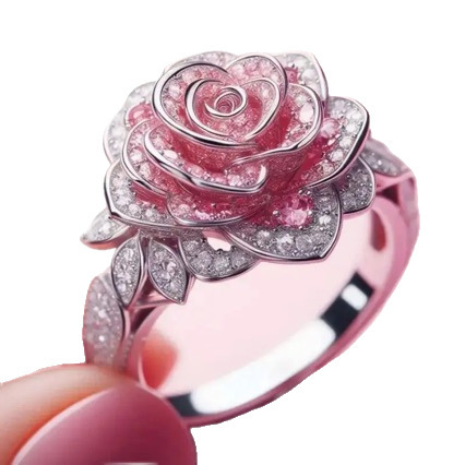 Fashionable Flower Ultra-Shimmering Full-Diamond Ring - Image 6
