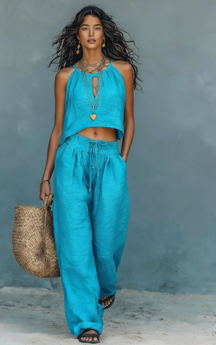 Women's Sleeveless Tank Top And Wide-Leg Pants Set - Image 6