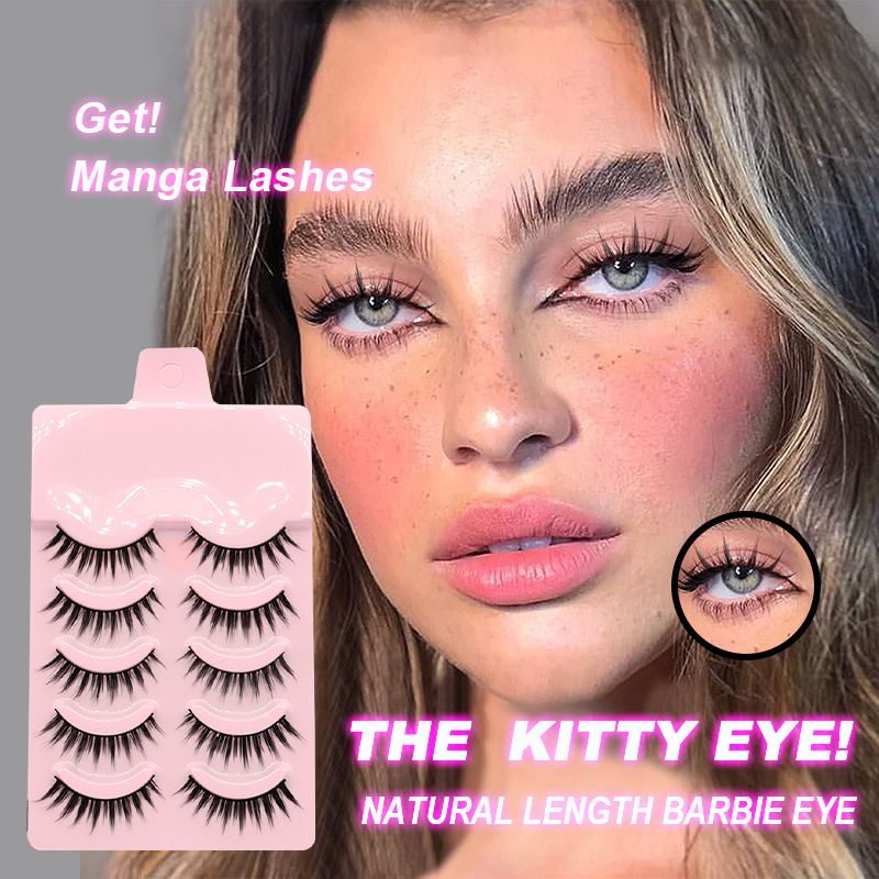 5 Pairs Manga Lashes New Arrival Anime Cosplay Natural Wispy  Korean Makeup Artificial False Eyelashes - Image 1