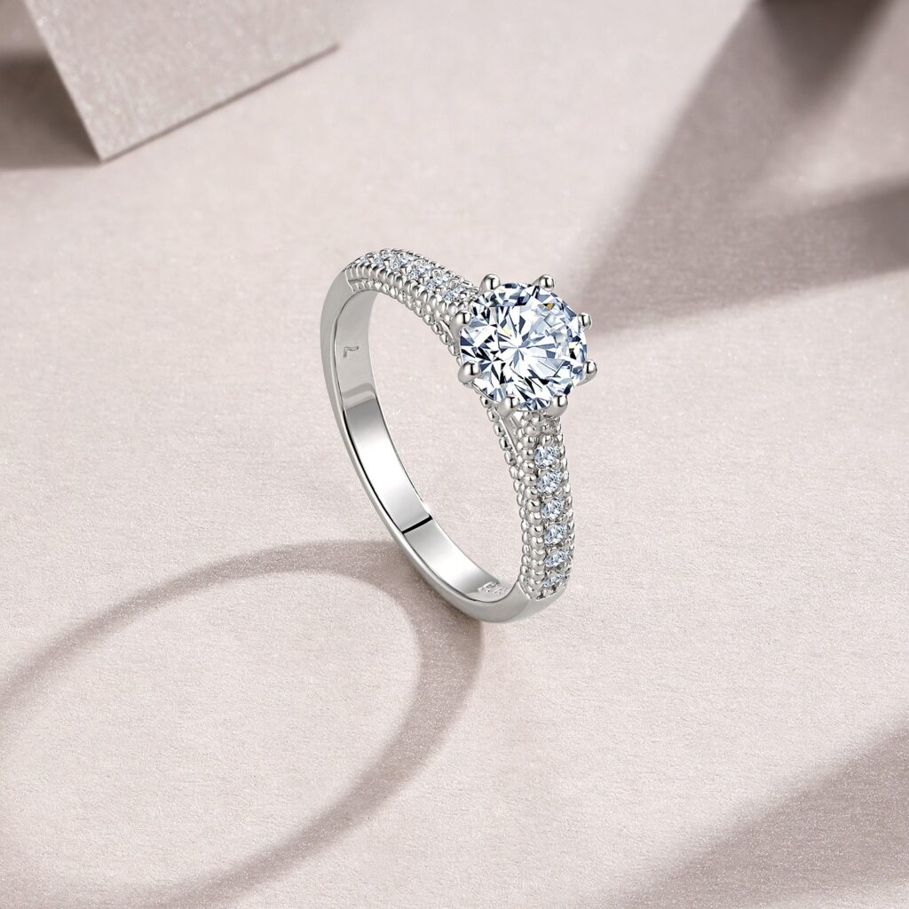 1-carat Luxury Fashion Minimalist Trend Jewelry Ring Set With Top-quality Morganite, Made Of S925 Silver With Electroplated Platinum, Suitable For Ladies.