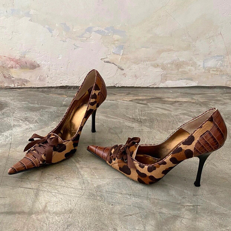 Pointed-toe Stiletto Heel Lace-up Womens Heels