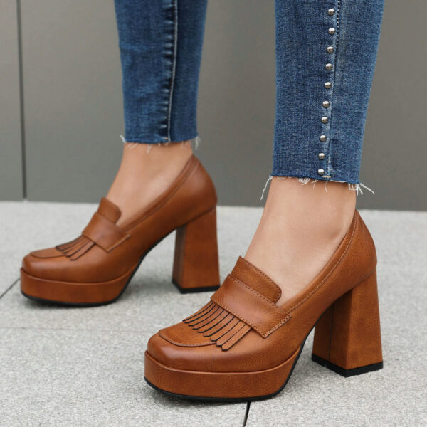 Women's Retro Chunky-Soled Commute Wedge Ultra-High Heels - Image 12