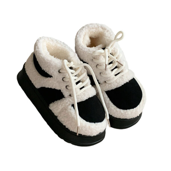Korean-style Color-Block Lambswool Casual Sneakers AutumnWinter Cotton Boots - Image 6
