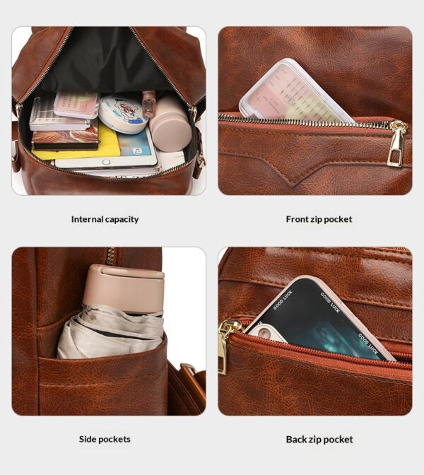 Korean-style Soft PU Large-Capacity Versatile SpringSummer New Arrival Womens Travel Backpack - Image 25