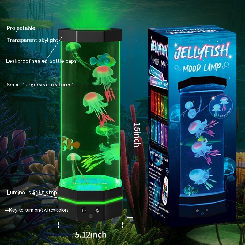 Jellyfish Lava Lamp 17 Colors Changing 15inch Jellyfish Lamp With Remote Control USB Plug-in Bubble Fish Lamp Kids Night Light Creative Projector Lamp Home Decor - Image 10
