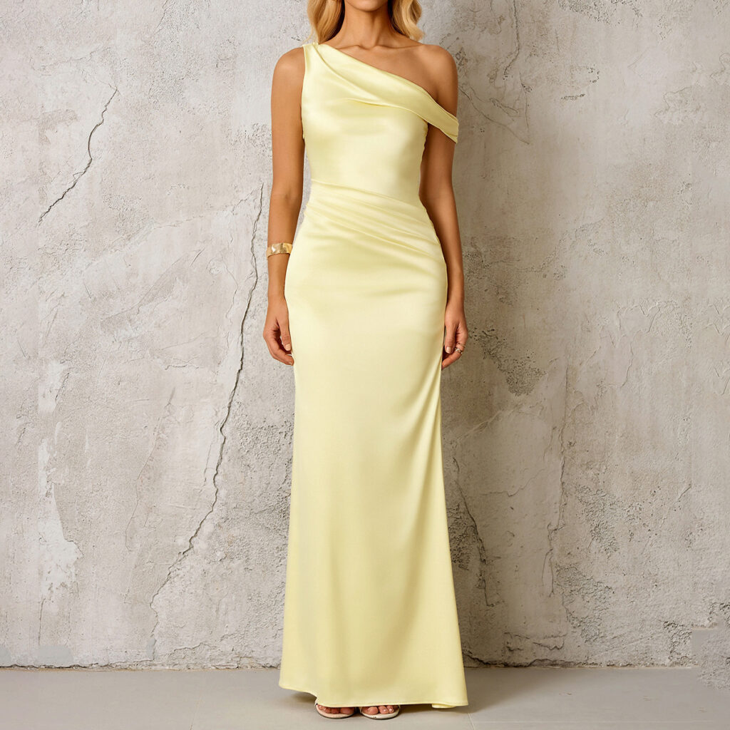 Slant-shoulder Figure-hugging Slimming Sexy And Elegant One-shoulder Dress