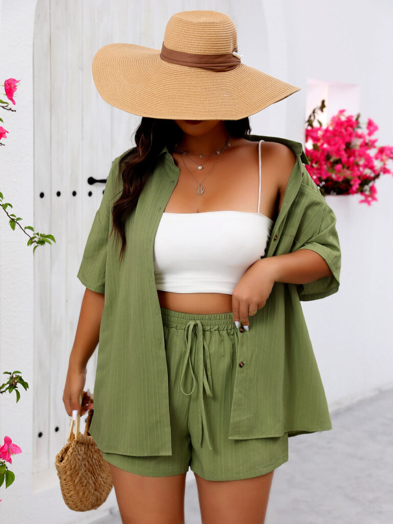 Short-sleeve Shirt And Wide-leg Shorts Fashion Two-piece Casual Set