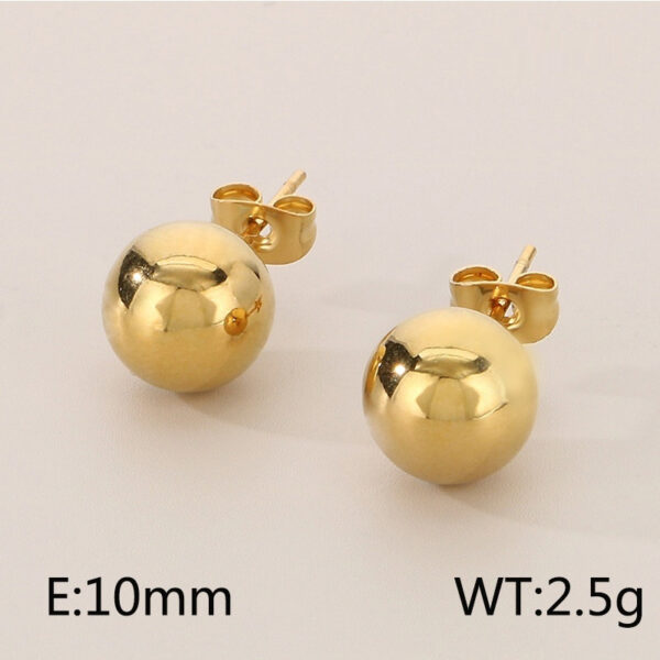 Simple Versatile Titanium Steel Polished Bean-Shaped Round Stud Earrings - Image 5